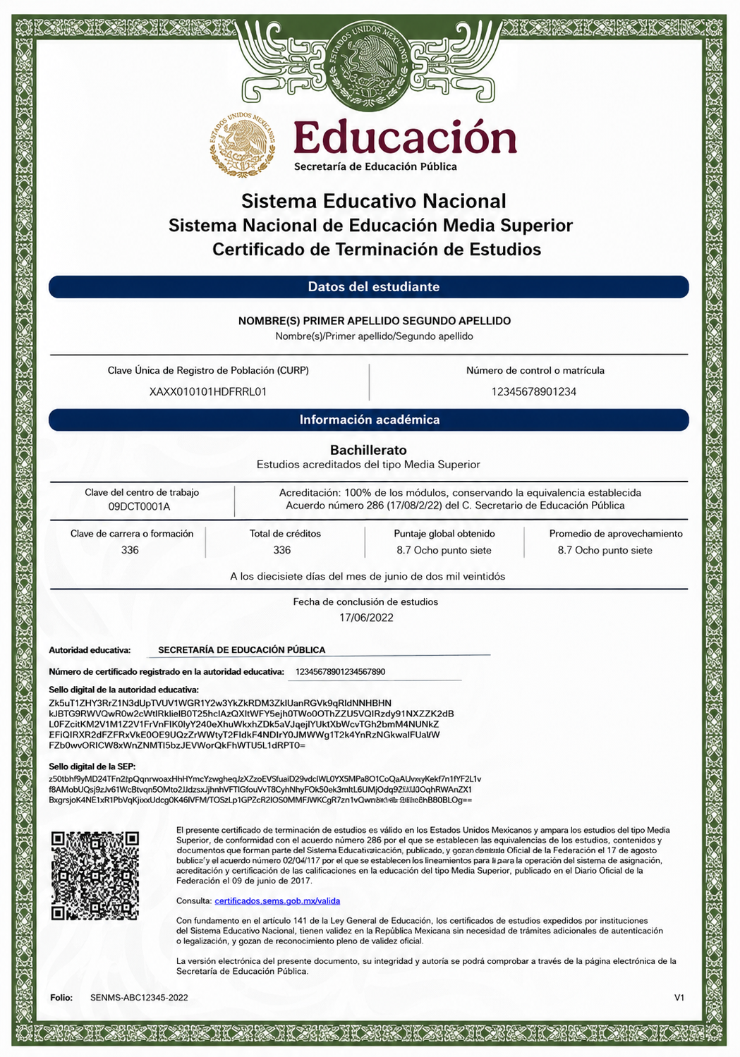 Certificado Oficial SEP